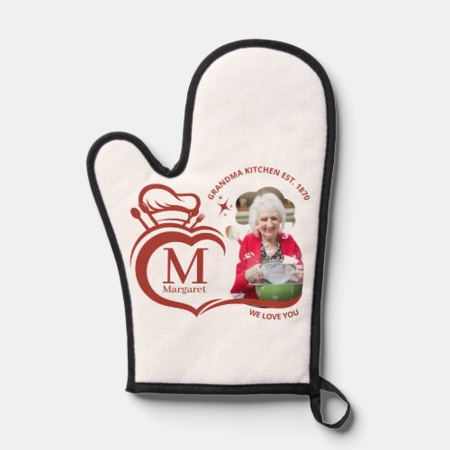 Monogram Kitchen Name Chef Photo Logo Red White