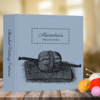 Monogram Knitting Pattern Organizer 3 Ring Binder