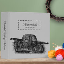 Monogram Knitting Pattern Organizer 3 Ring Binder