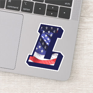 Monogram L American Flag Letter L Initial USA Sticker