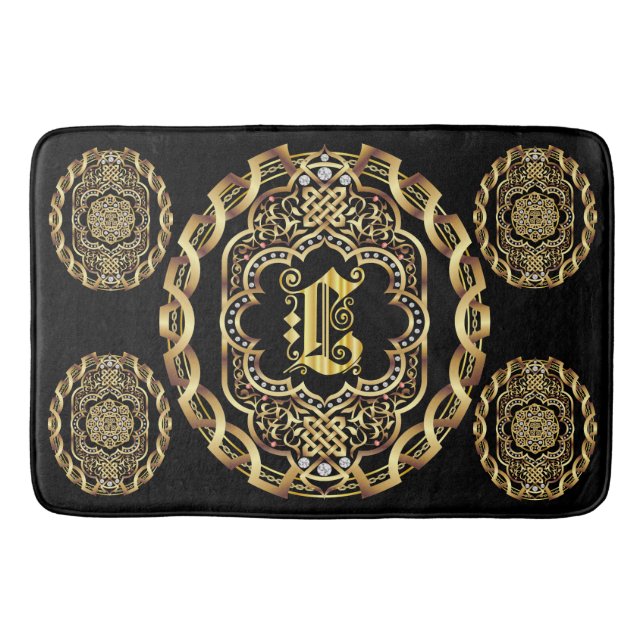 Monogram L Bath Mats Customize Change Back Color (Front)