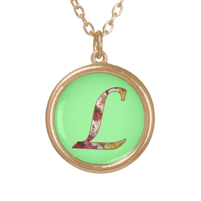 Monogram L Floral Design Necklace (Front)