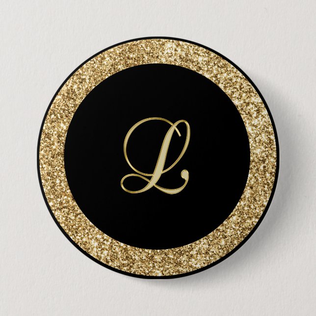Monogram L gold script Button (Front)