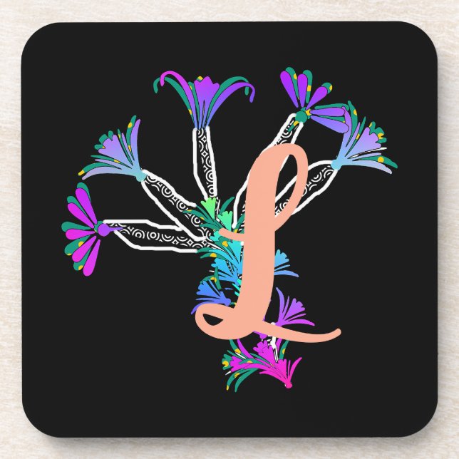 Monogram L Initial  Beverage Coaster (Front)
