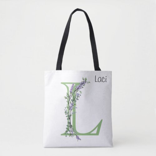 Monogram L Lavender Eucalyptus Tote Bag