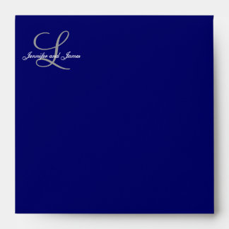 Monogram L Navy Wedding Invitation Envelope