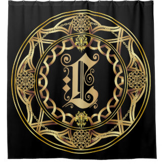 Monogram L Shower Curt Customize Change Back Color Shower Curtain