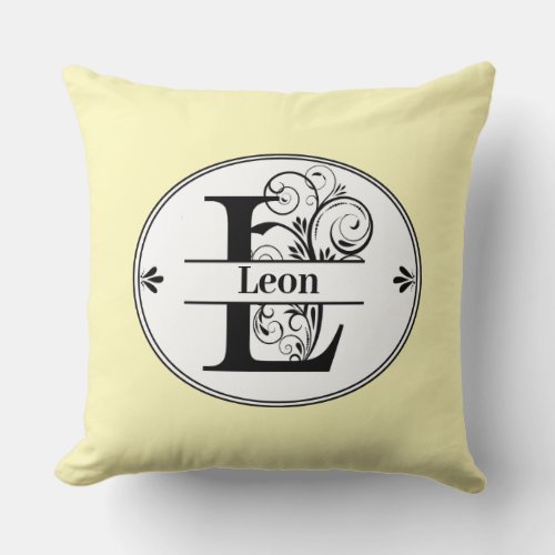 Monogram L with full name and colorchoice Throw Pillow
