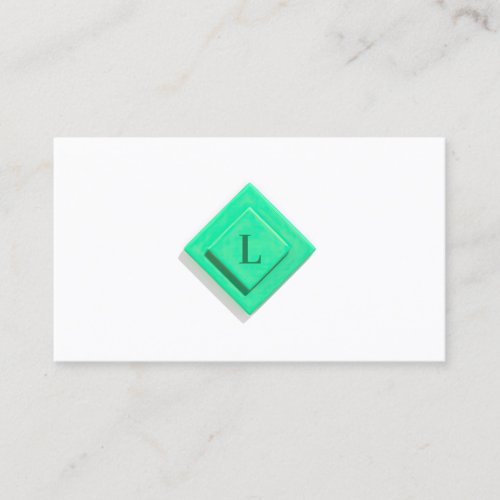 Monogram Label Mint and White Business Card