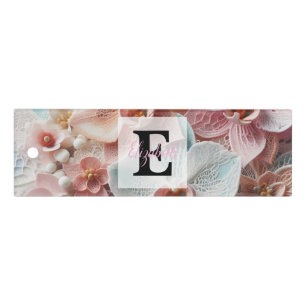 Monogram lace floral pink pastel orchid flowers ruler