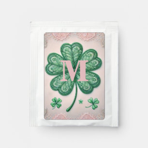 Monogram lace green shamrock St Patrick's day Tea Bag Drink Mix
