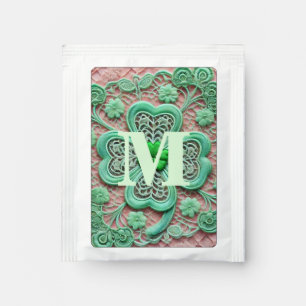 Monogram lace green shamrock St Patrick's day Tea Bag Drink Mix