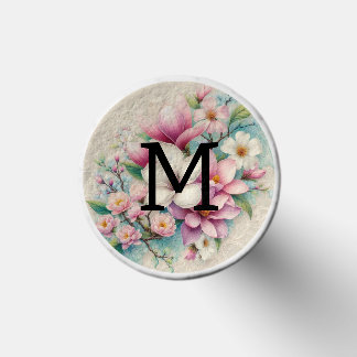 Monogram lace pink purple magnolias flowers golf tees
