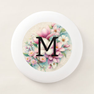 Monogram lace pink purple magnolias flowers Wham-O frisbee