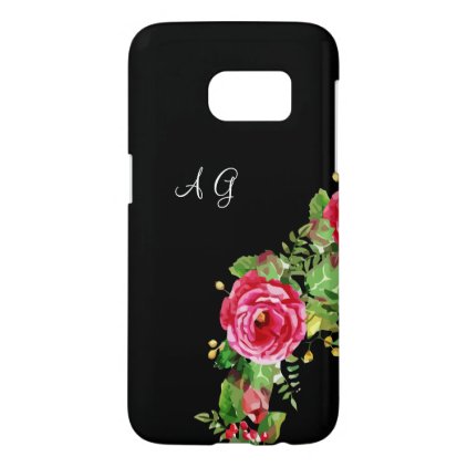Monogram Ladies Floral Design Samsung Galaxy S7 Case