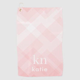 Monogram Ladies Pastel Pink Plaid Custom Name Golf Towel