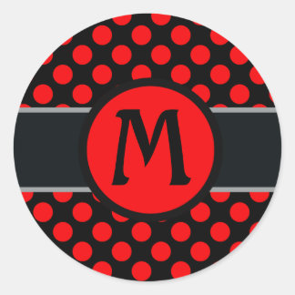 Monogram lady Polka dot - Custom background color Classic Round Sticker