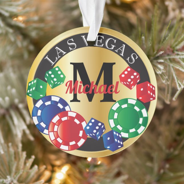 Monogram Las Vegas Casino Poker Chip  Ornament (Tree)