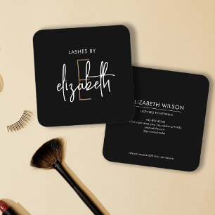 Monogram Lashes Esthetician Beauty Square Business Card