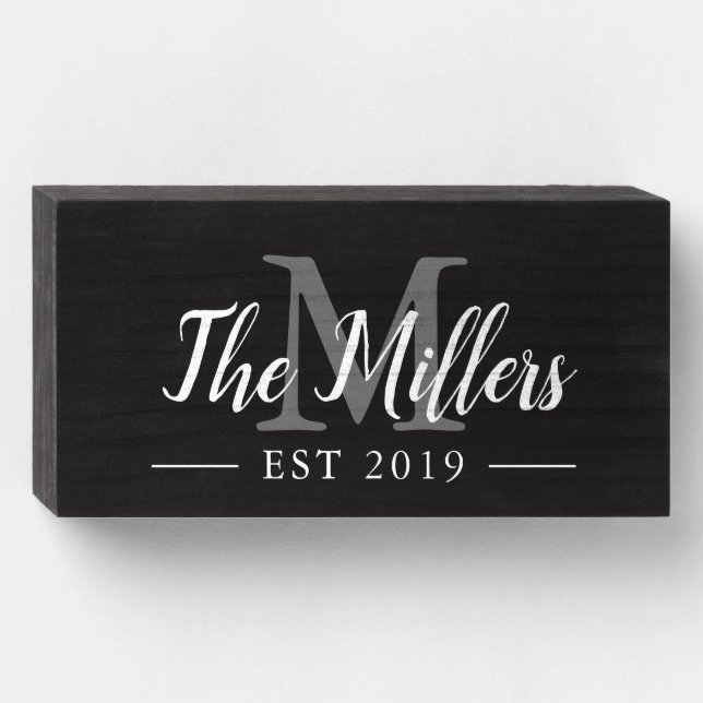Monogram Last Name Sign | Family Name Wood Sign (Front Horizontal)