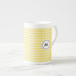 Monogram Latte Mugs | Yellow Houndstooth at Zazzle