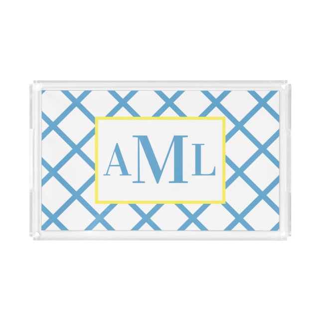 Monogram Lattice Personalized Acrylic Tray (Front)