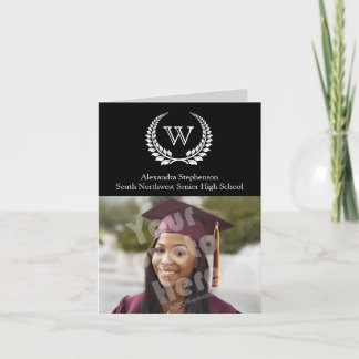 Monogram Laurel Black/White Invitation