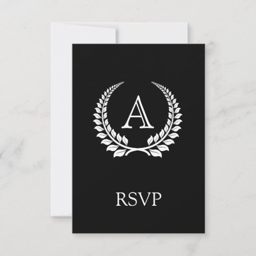 Monogram Laurel Black/White RSVP Card