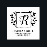 Monogram Laurel Frame Wedding Return Address Rubber Stamp<br><div class="desc">Modern wedding laurel framed Monogram return address wood art rubber stamp.  A convenient way for the newlyweds to stamp their wedding stationery,  thank yous,  and more.  Easily personalized by replacing with your personal initial,  names and address above.</div>