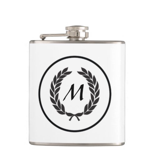 Monogram Laurel Leaf Wreath Flask