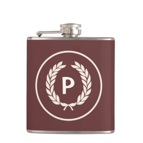 Monogram Laurel Leaf Wreath Hip Flask