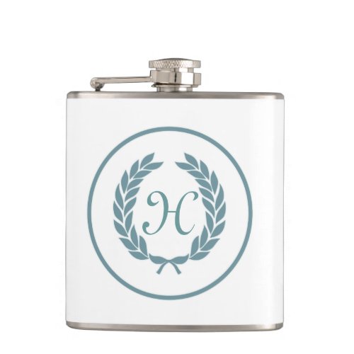 Monogram Laurel Leaf Wreath Hip Flask