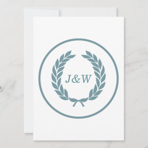 Monogram Laurel Leaf Wreath Invitation