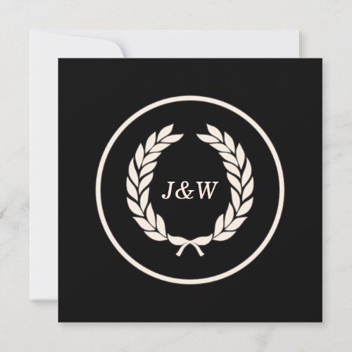 Monogram Laurel Leaf Wreath Invitation