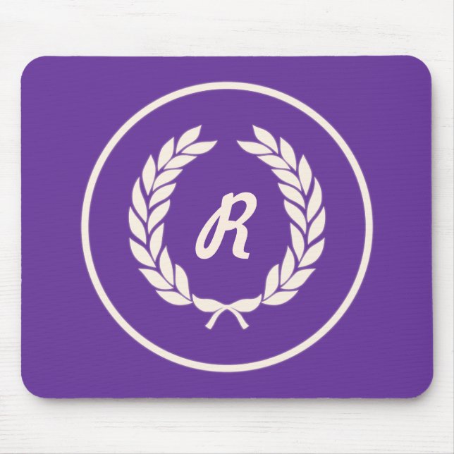 Monogram Laurel Leaf Wreath Mouse Pad (Front)