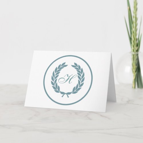 Monogram Laurel Leaf Wreath Note Card