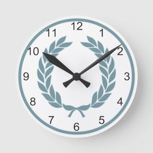 Monogram Laurel Leaf Wreath Round Clock