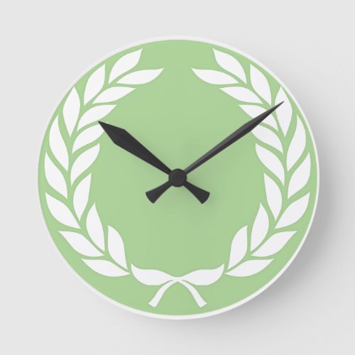 Monogram Laurel Leaf Wreath Round Clock