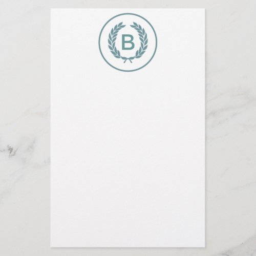 Monogram Laurel Leaf Wreath Stationery