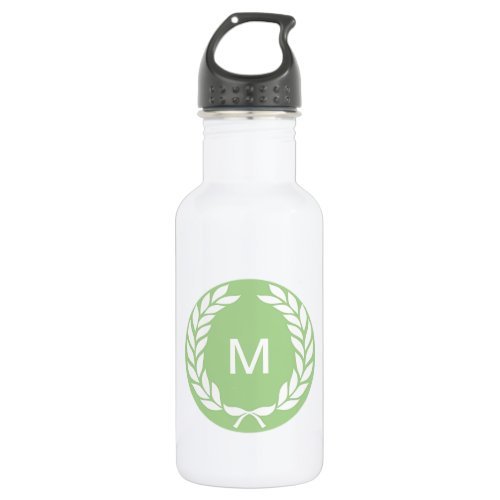 Monogram Laurel Leaf Wreath Water Bottle