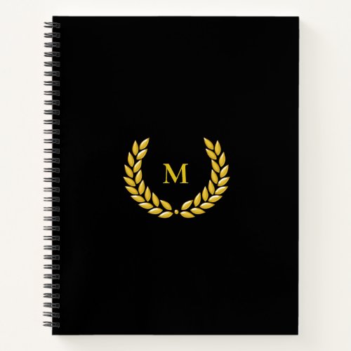 Monogram  Laurel  on Black Notebook