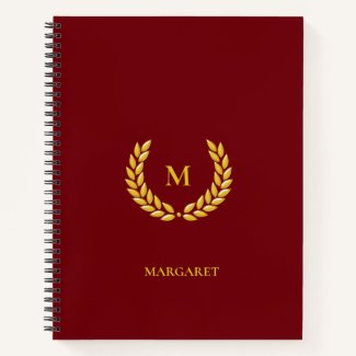 Monogram & Laurel on Maroon