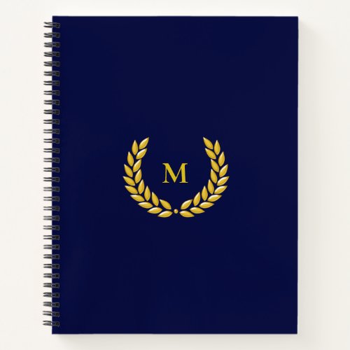 Monogram  Laurel  on Navy Blue Notebook