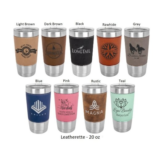 Monogram & Laurel Wreath 20 Oz. Engraved Tumbler (Color Chart)