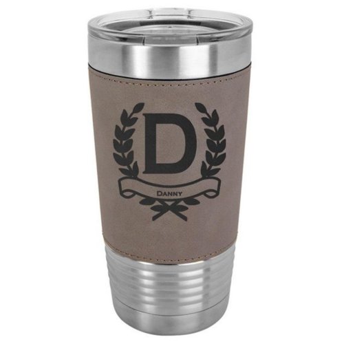 Monogram  Laurel Wreath 20 Oz Engraved Tumbler