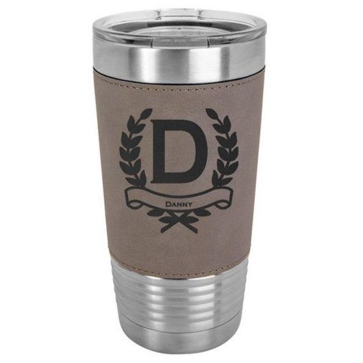Monogram & Laurel Wreath 20 Oz. Engraved Tumbler (Front)