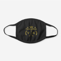 Monogram Laurel Wreath Golf Club Crown Custom Name Black Cotton Face Mask