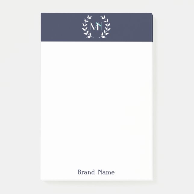 Monogram Laurel Wreath Navy Blue Notes (Front)