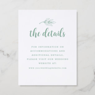 Monogram Laurel Wreath Wedding Details Letterpress Enclosure Card