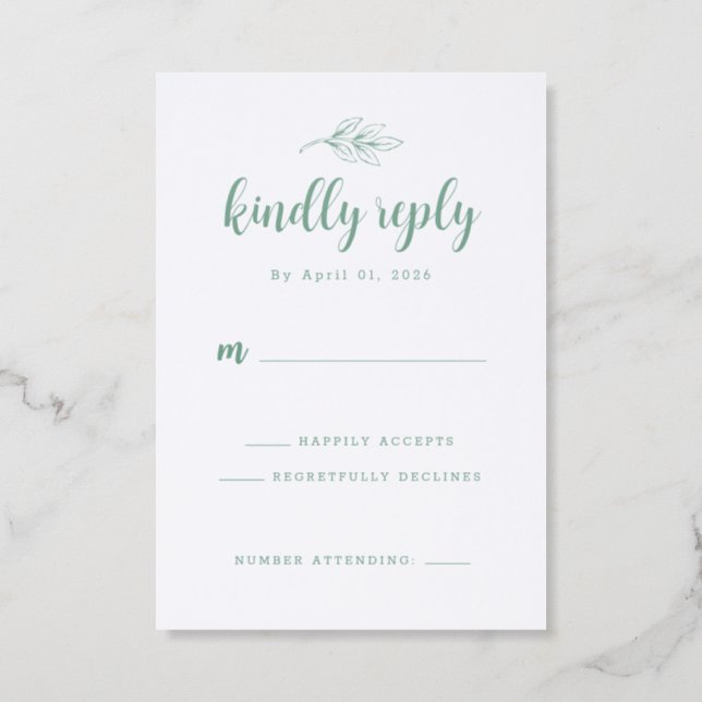 Monogram Laurel Wreath Wedding RSVP (Front)